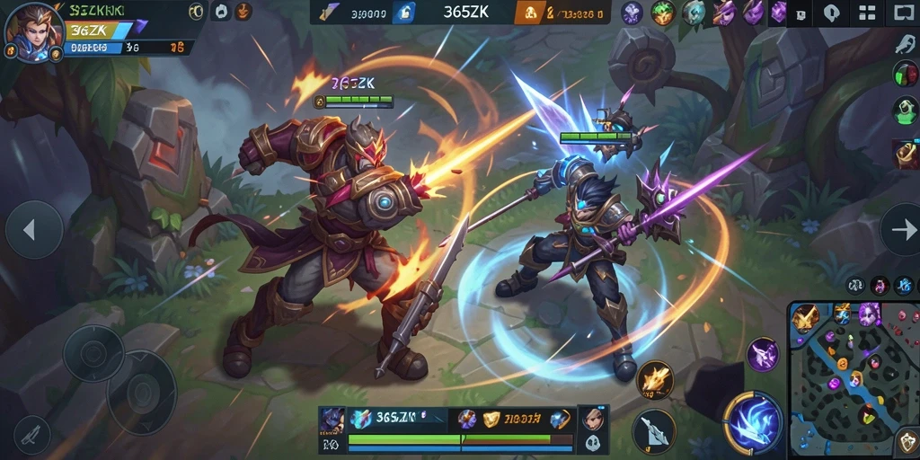 Tampilan seru dari gameplay game MOBA 365ZK.