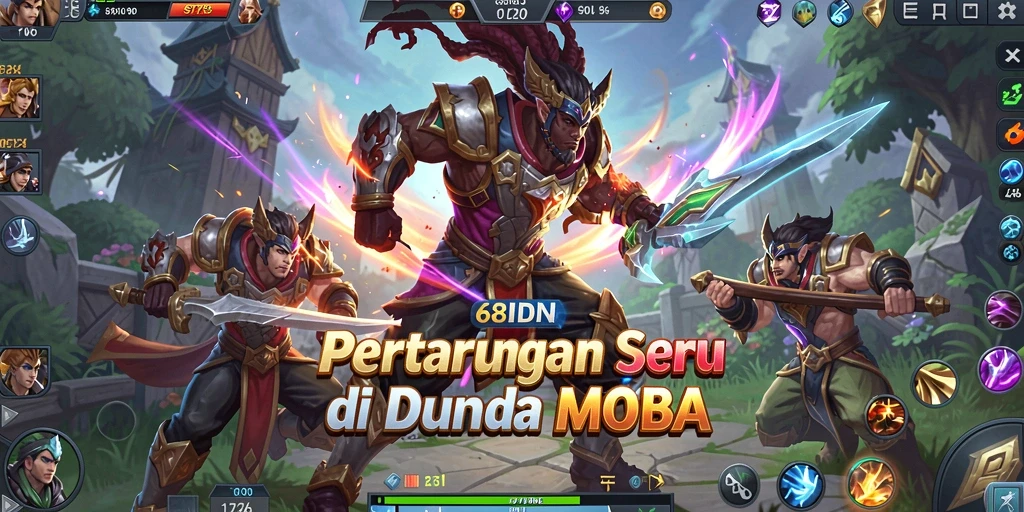 Tangkapan layar gameplay seru dari 68IDN yang menampilkan pertempuran MOBA.