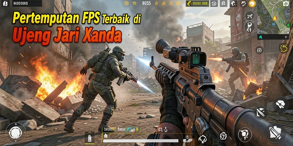 Screenshot 8055 menampilkan aksi tembak-menembak yang intens.