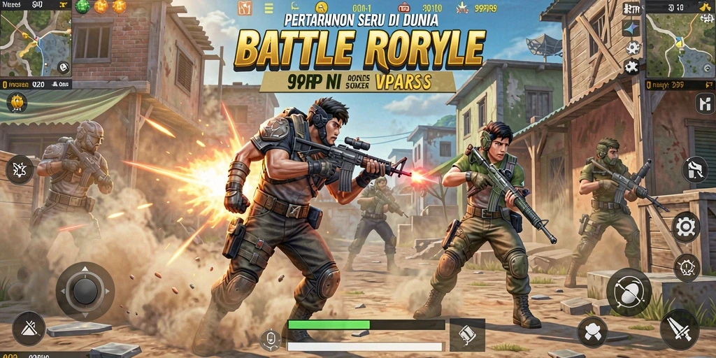 Screenshot gameplay 99RP menampilkan aksi seru di arena Battle Royale.