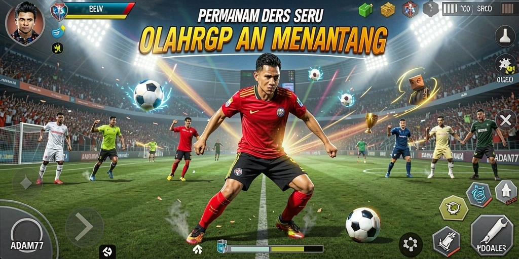 Tangkapan layar game menampilkan pertandingan olahraga yang penuh aksi dan grafik memukau.