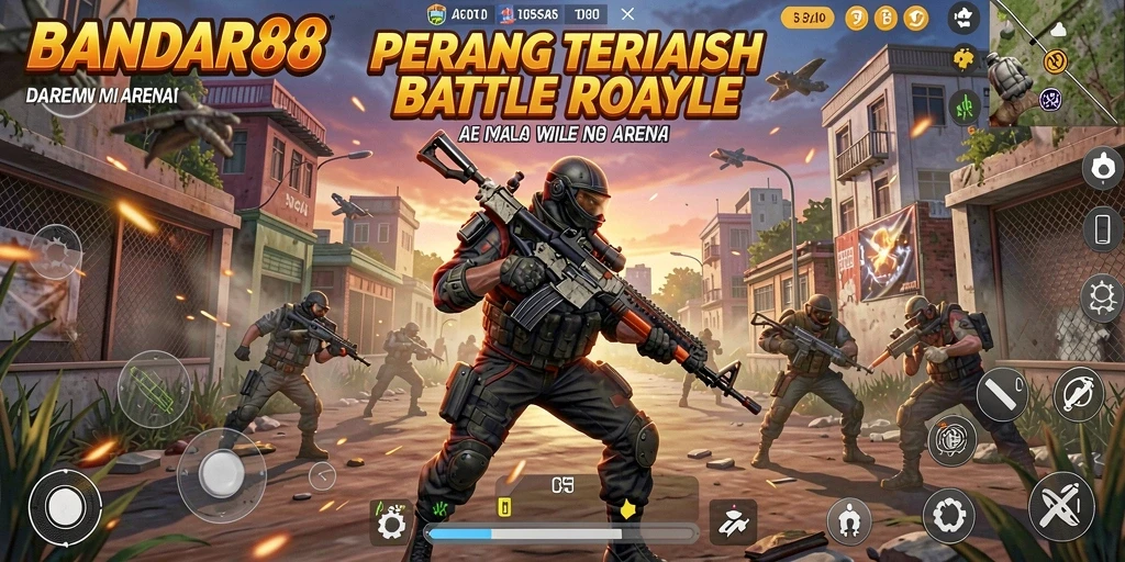 Screenshot BANDAR88 menampilkan pertempuran intens di arena Battle Royale.