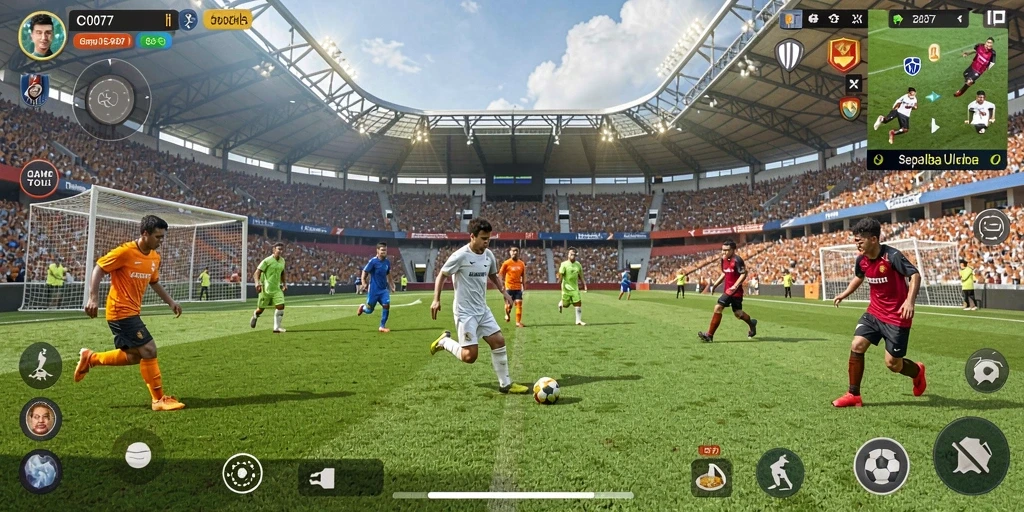 Screenshot C0077 menampilkan aksi seru dalam pertandingan sepak bola.