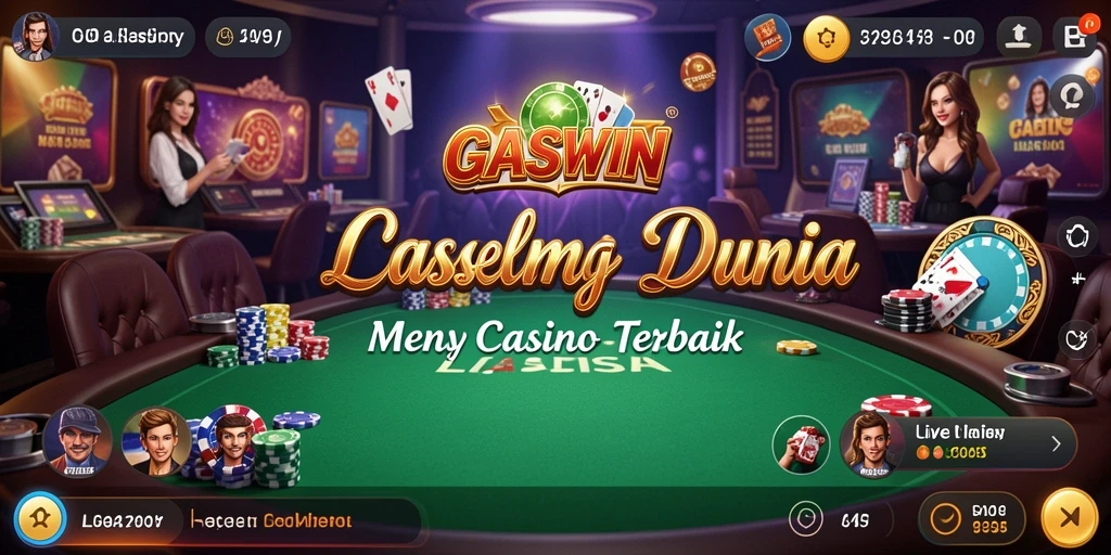 Screenshot gameplay GASWIN menunjukkan dealer yang ramah dalam permainan Live Casino.