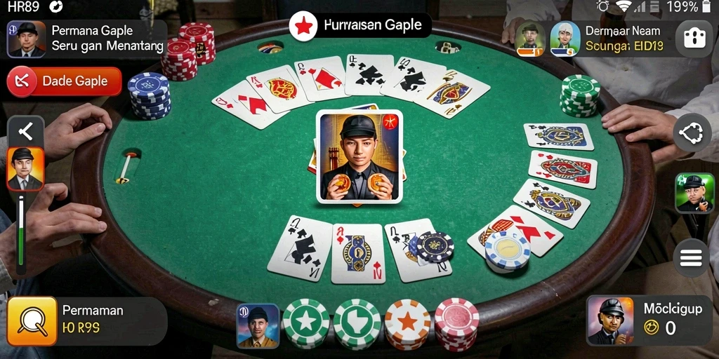 Tampilan gameplay seru Gaple di HR89 dengan pemain yang berkompetisi.