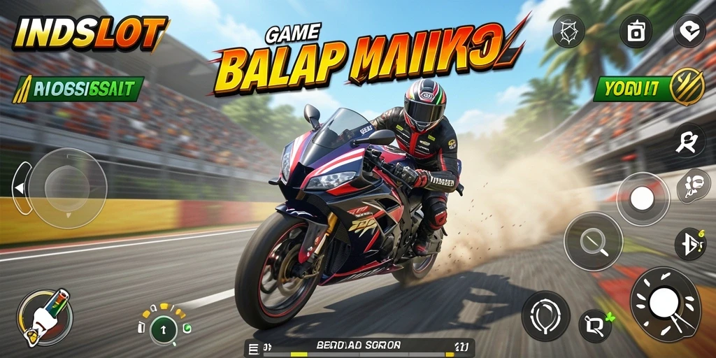 Screenshot INDSLOT menampilkan momen seru balapan motor.