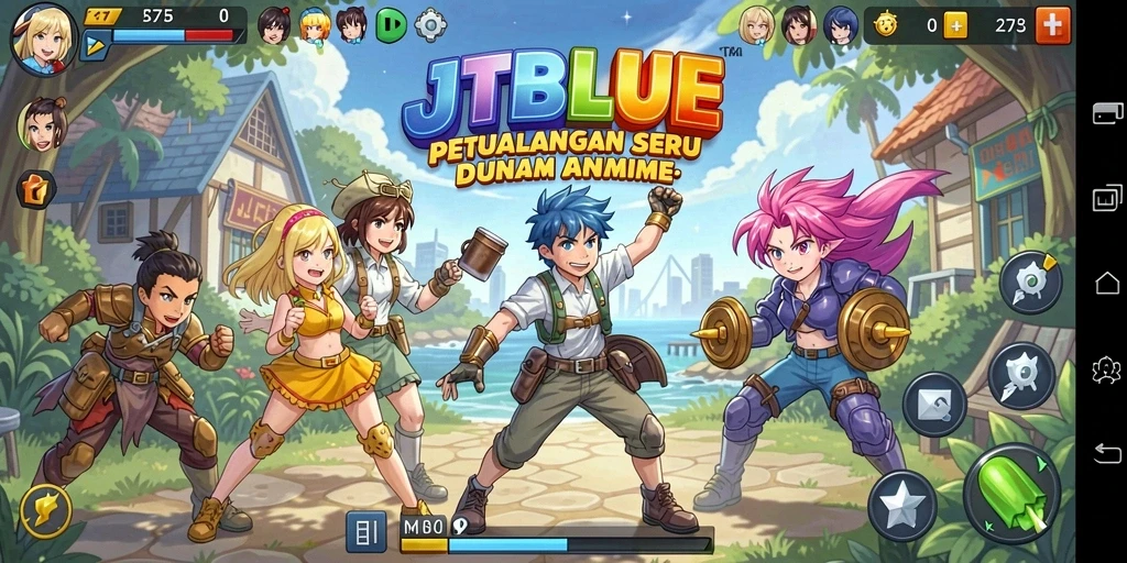 Screenshot gameplay menunjukkan aksi karakter dalam pertempuran anime.