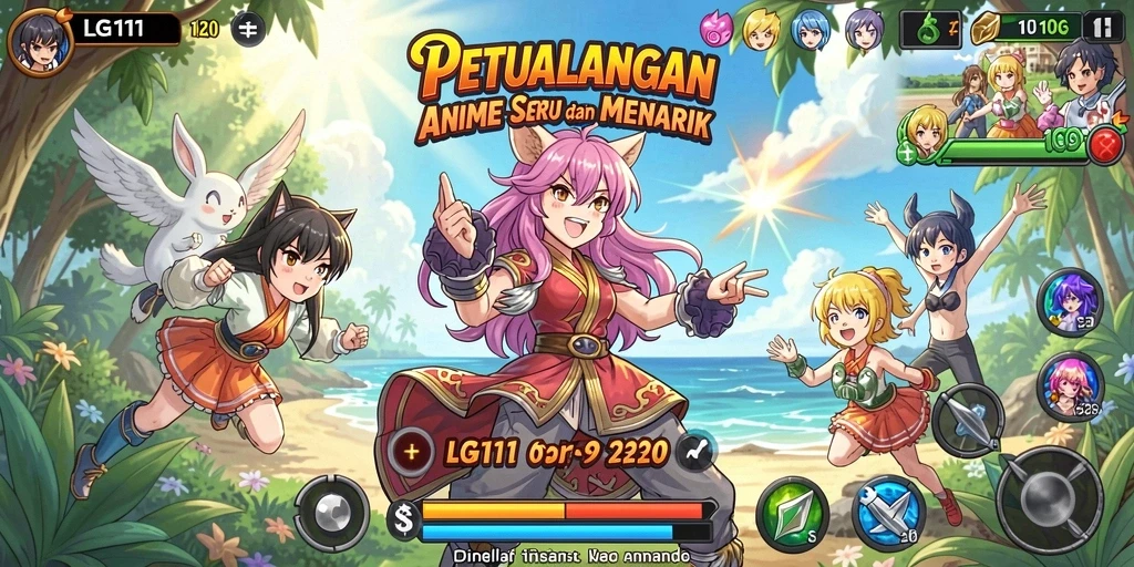 Screenshot utama LG111 menampilkan karakter Anime dalam aksi menarik.