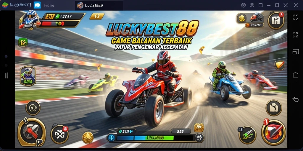 Tampilan screenshot LUCKYBEST88 menunjukkan balapan yang mendebarkan di lintasan.