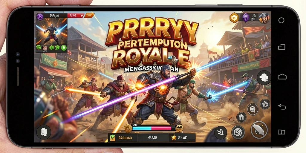 Tangkapan layar utama PPRRYY menunjukkan aksi Battle Royale yang intens.