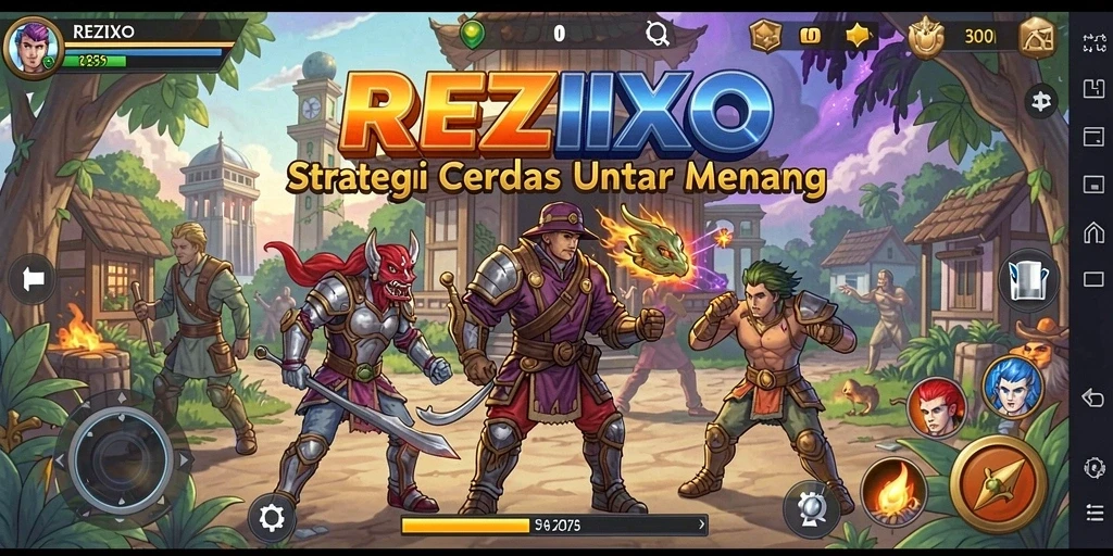 Screenshot gameplay strategis REZIXO yang menampilkan pertarungan yang mendebarkan.