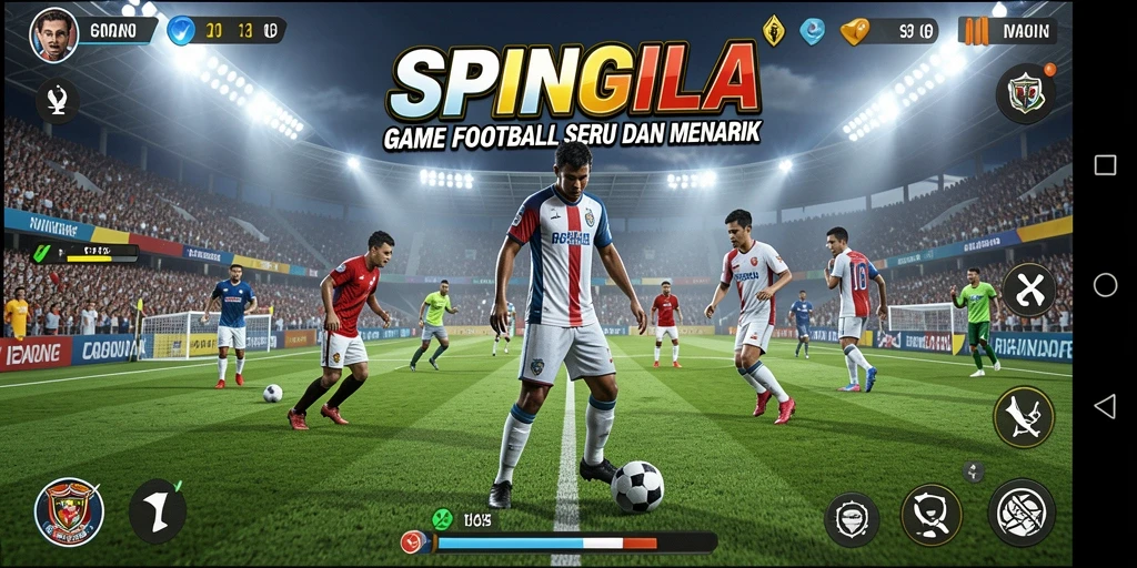 Tangkapan layar utama menunjukkan aksi seru dalam pertandingan Football.