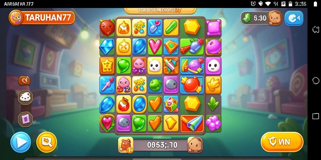 Tangkapan layar menunjukkan aksi seru gameplay Match-3 di TARUHAN77.